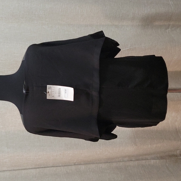 Zara W&B Draped Top with Faux Leather Shoulders - Picture 3 of 3